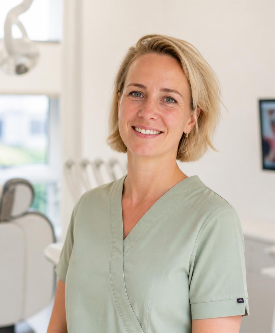 Portrait of Dr. Emma van Dijk, general dentist at Luma Dental in The Hague